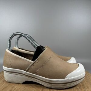 S‎ Dansko Vegan Volley Clogs Womens 37 6.5-7 Tan Canvas Slip On Shoes